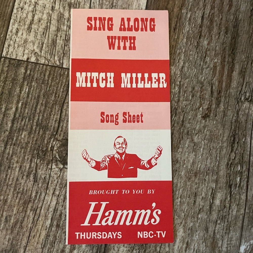 Hamms Beer Mitch Miller Sing Along Song Sheet